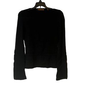 Essendi Sweater Stretch Bell Sleeve Black Shimmer Career Silk Pullover